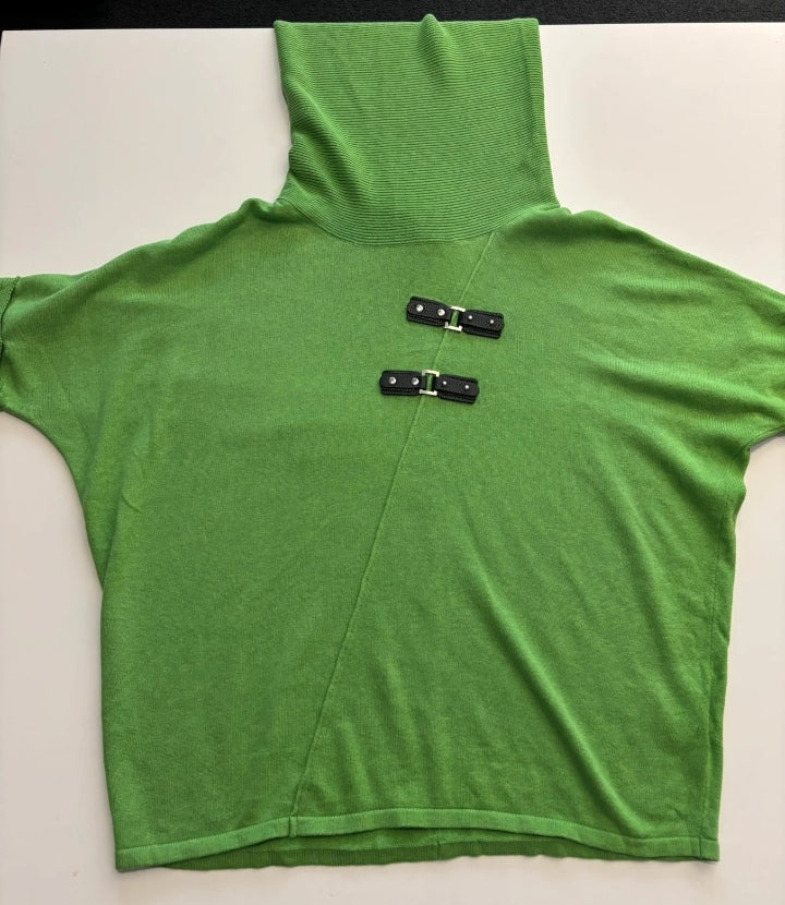 Marble Lime Green Oversized Cowl Neck Cotton Jumper BNWT XS