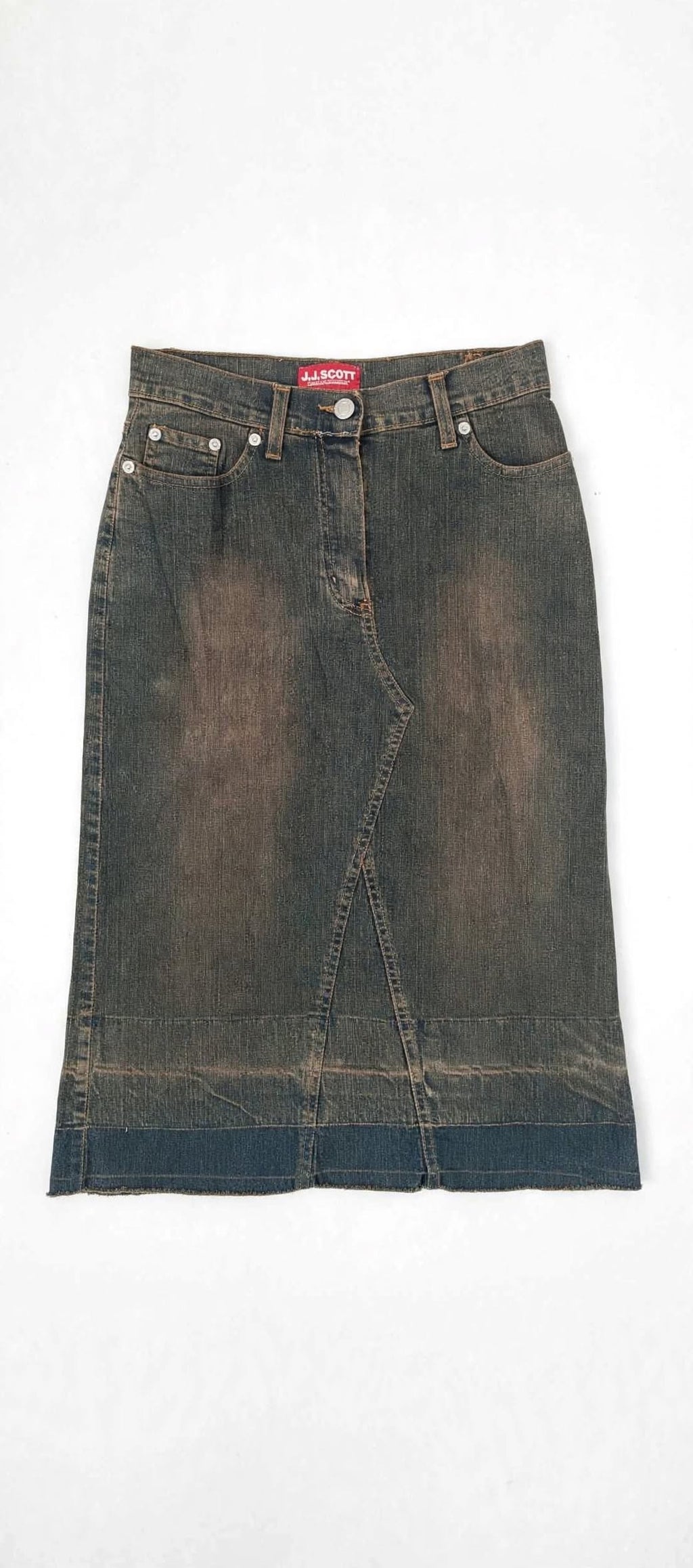 Vintage Y2K J.J. Scott Denim Midi Skirt – UK 12 | Made in Italy