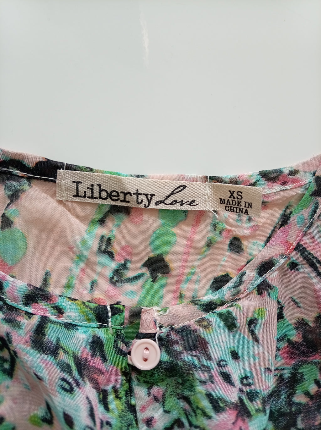 Liberty Love Pink Green Floral Tiered Ruffle Cami Top XS