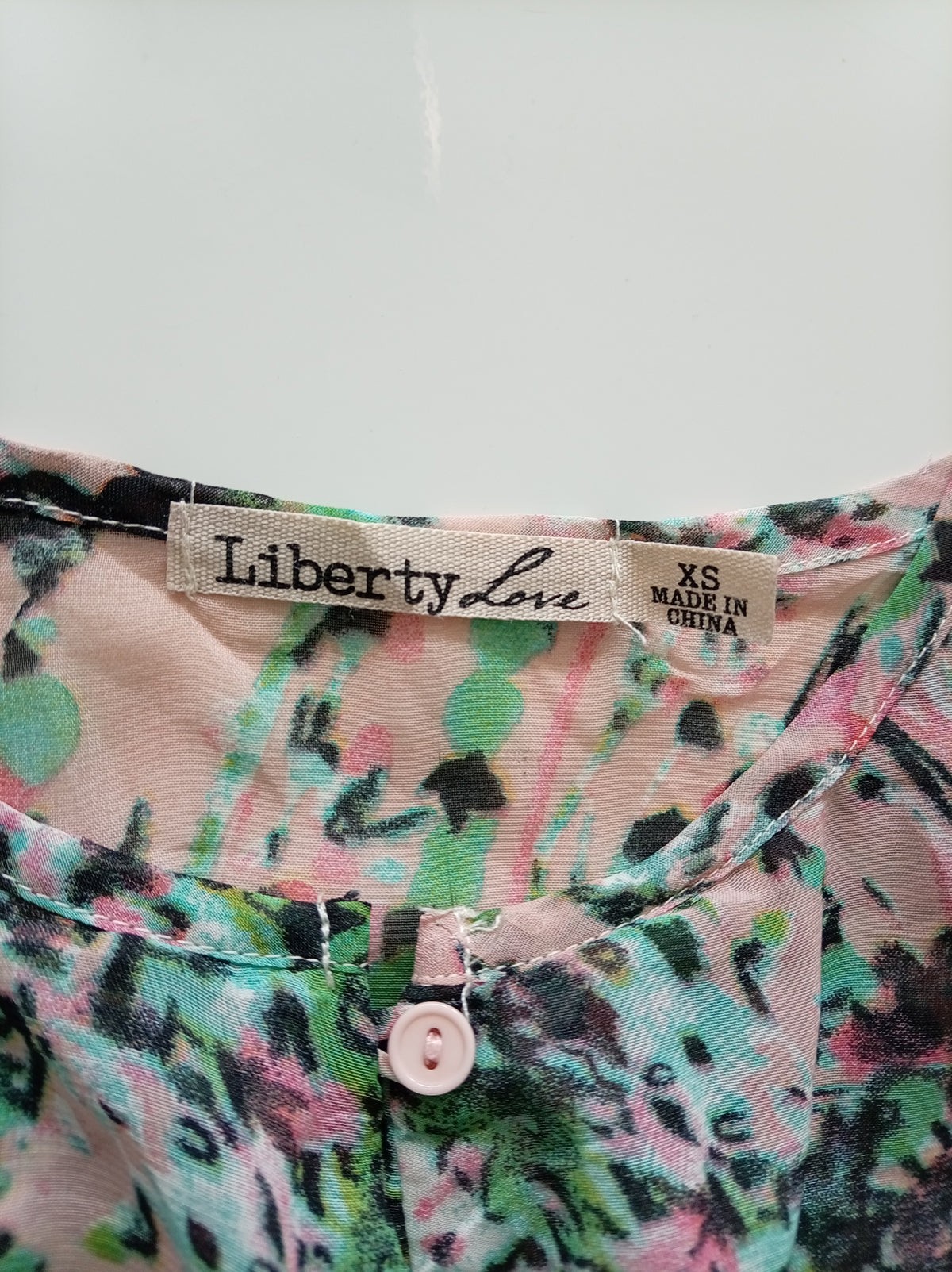Liberty Love Pink Green Floral Tiered Ruffle Cami Top XS