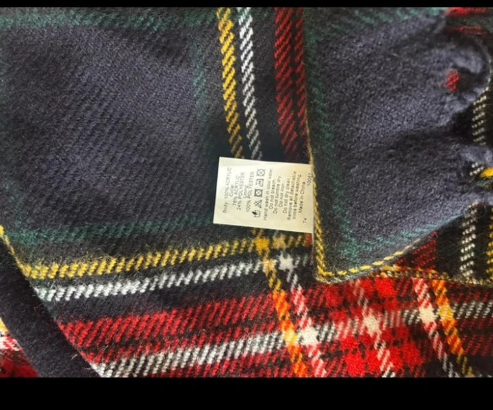 River Island Tartan Check Faux Fur Collar Blanket Cape Poncho – One Size
