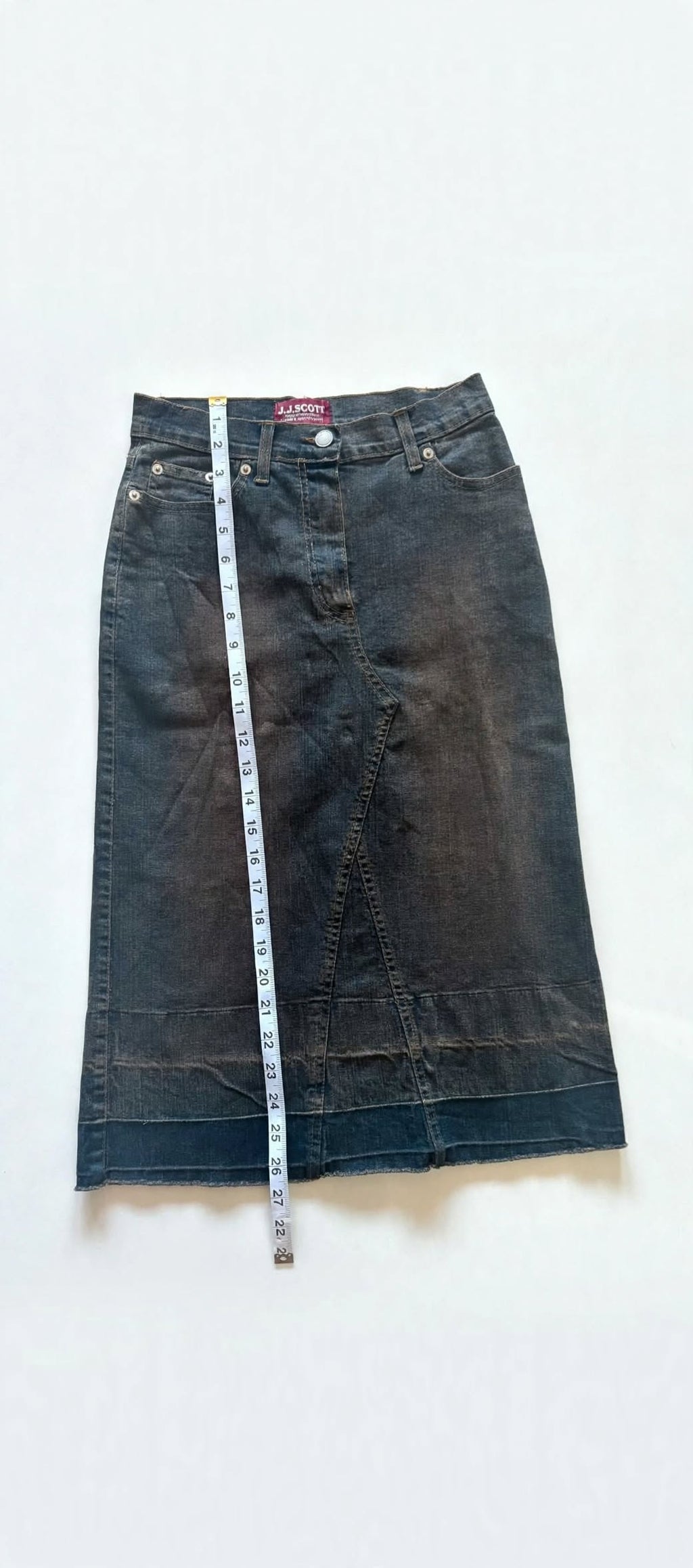 Vintage Y2K J.J. Scott Denim Midi Skirt – UK 12 | Made in Italy