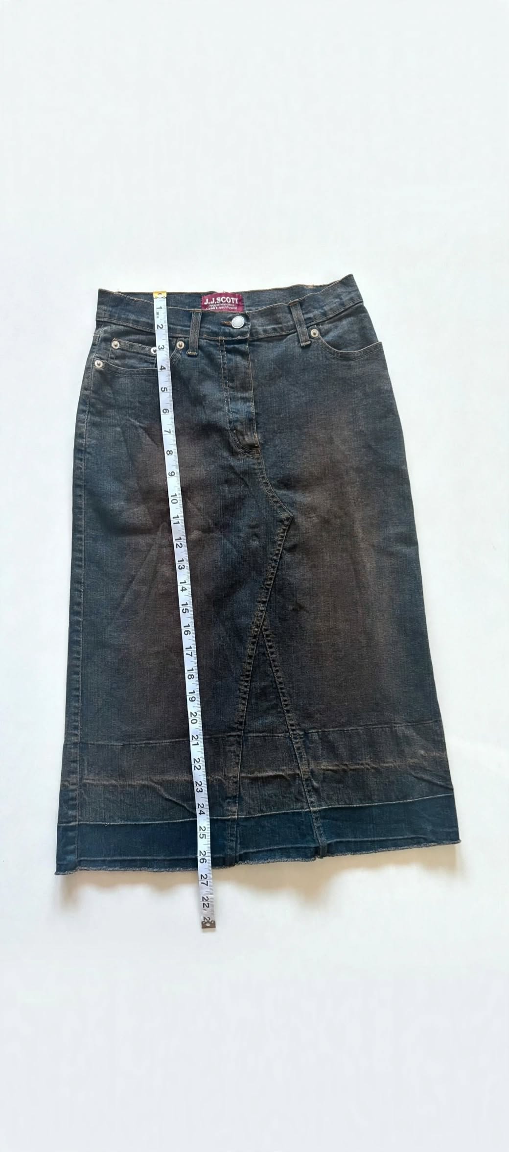 Vintage Y2K J.J. Scott Denim Midi Skirt – UK 12 | Made in Italy