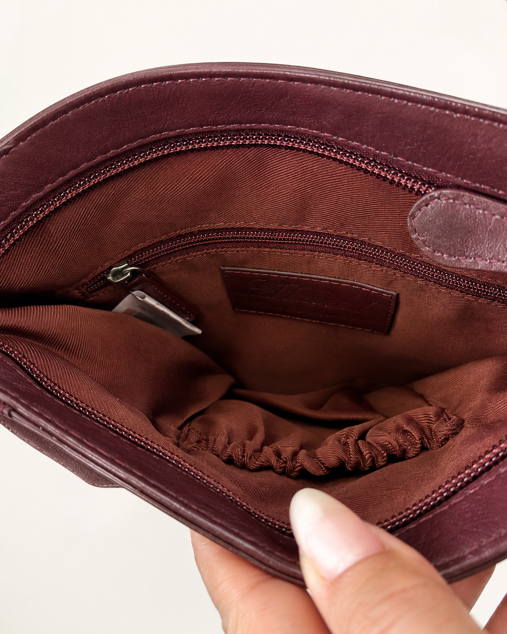 Ashwood Genuine Leather Crossbody Bag – Burgundy