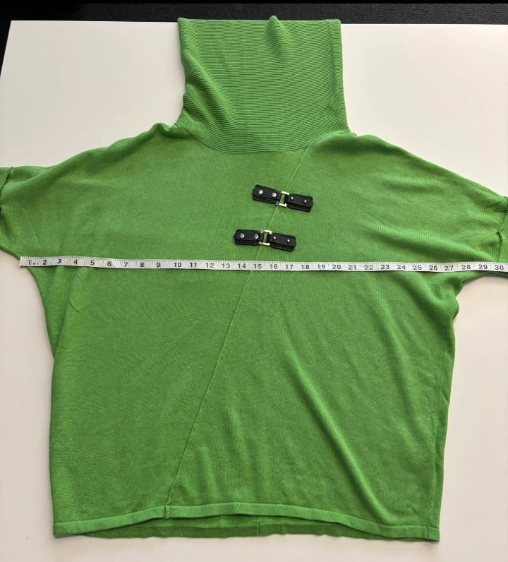 Marble Lime Green Oversized Cowl Neck Cotton Jumper BNWT XS