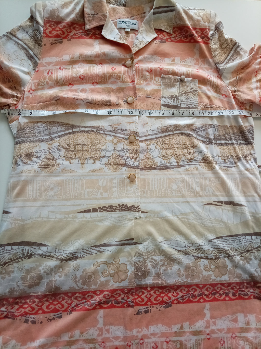 Vintage Coutureline Paris Abstract Print Belted Midi Dress – Size 52 (UK 22-24)
