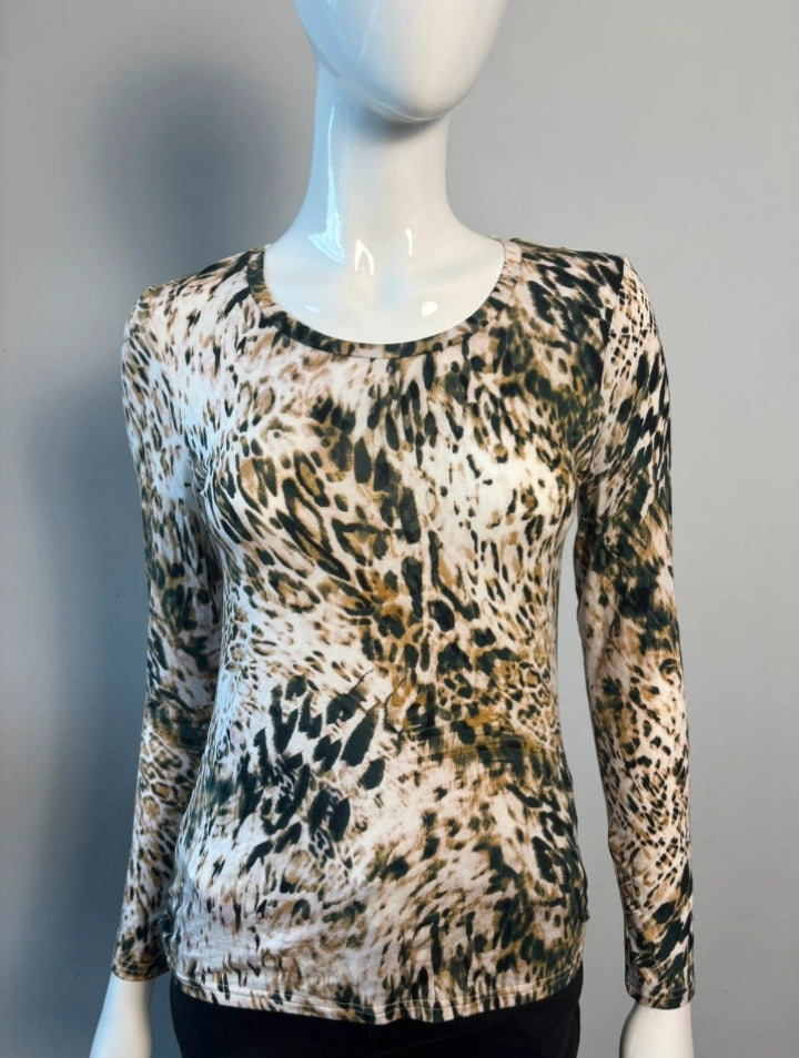 Marble Abstract Print Long Sleeve Top Black Mustard White BNWT UK S