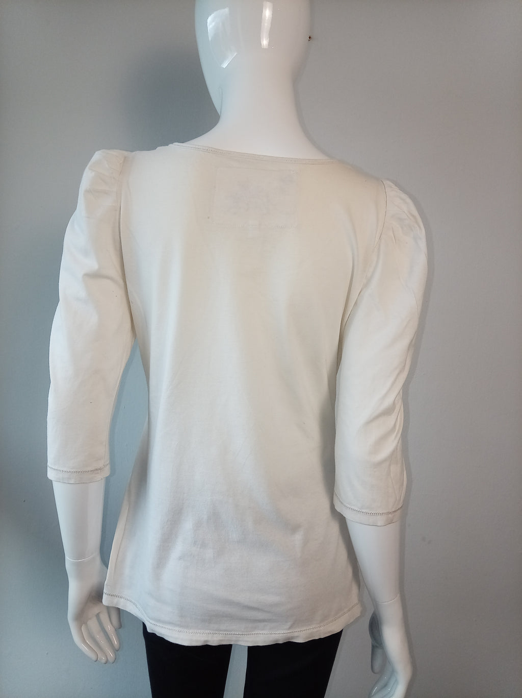 Vintage Next Cream Floral Puff Sleeve Top | UK 12