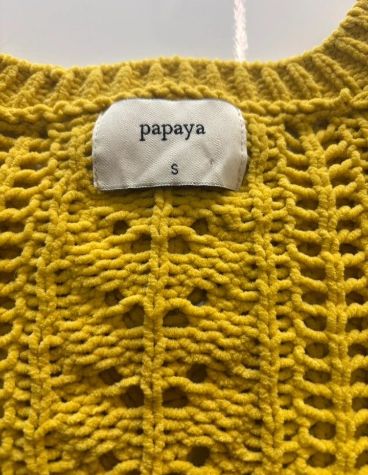 Papaya Mustard Yellow Openwork Cable Knit Jumper – Size S