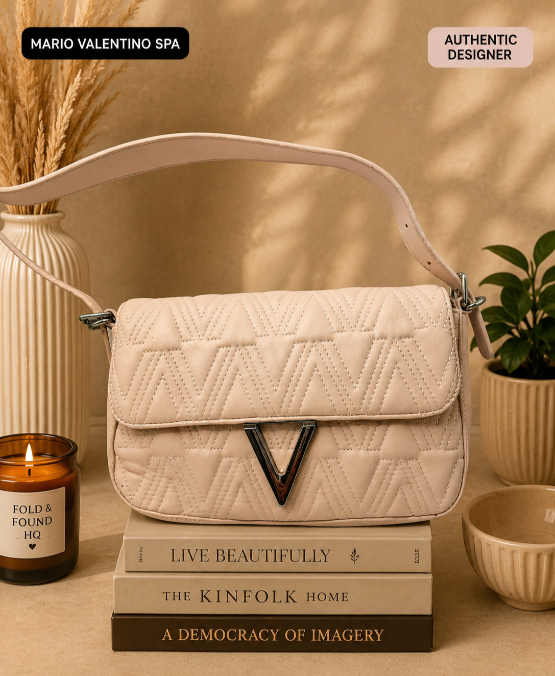 Mario Valentino SPA - Avaline Blush Pink Quilted Shoulder Bag - Authentic Designer